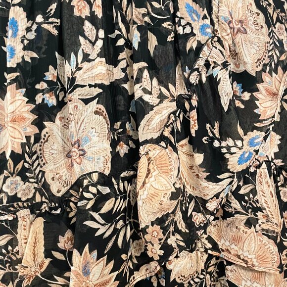 Last Chance! New Sézane Carolina Floral Ruffle Mini Skirt Black Ecru 36, 4 - Picture 4 of 7